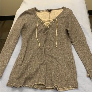 Long tie up front sweater